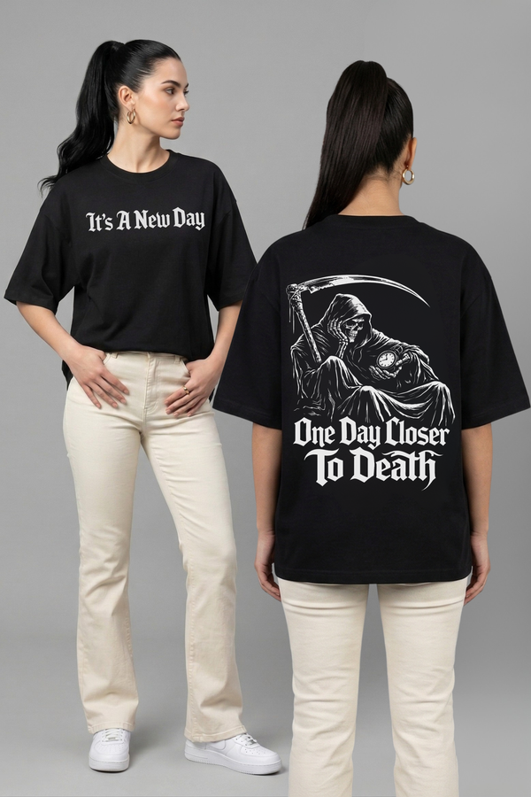 Women's Death Graphic Printed Oversized T-shirt