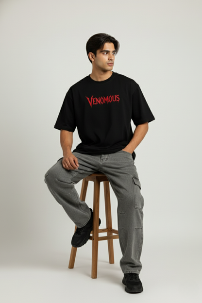 Men's Venomous Graphic Printed Oversized T-shirt