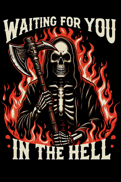 Men's Skeleton in Hell Graphic Printed Oversized T-shirt