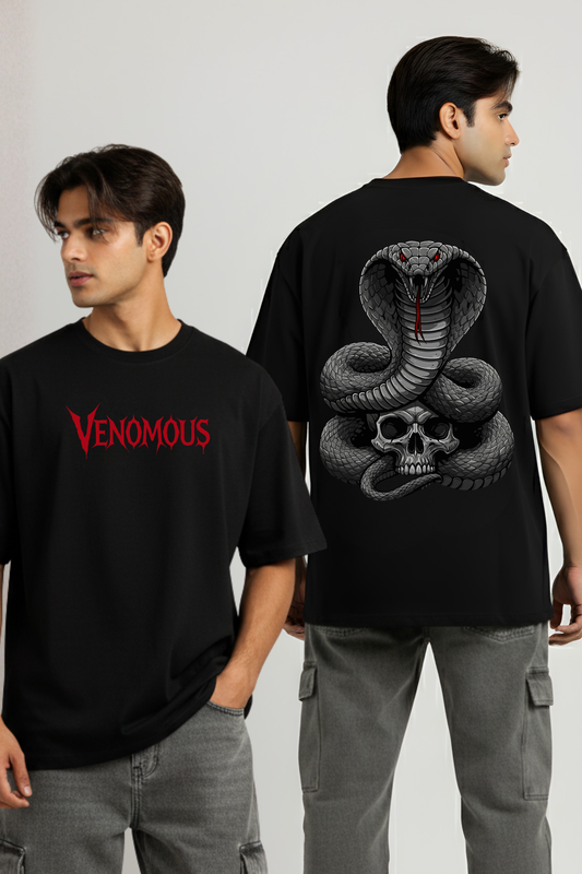 Men's Venomous Graphic Printed Oversized T-shirt