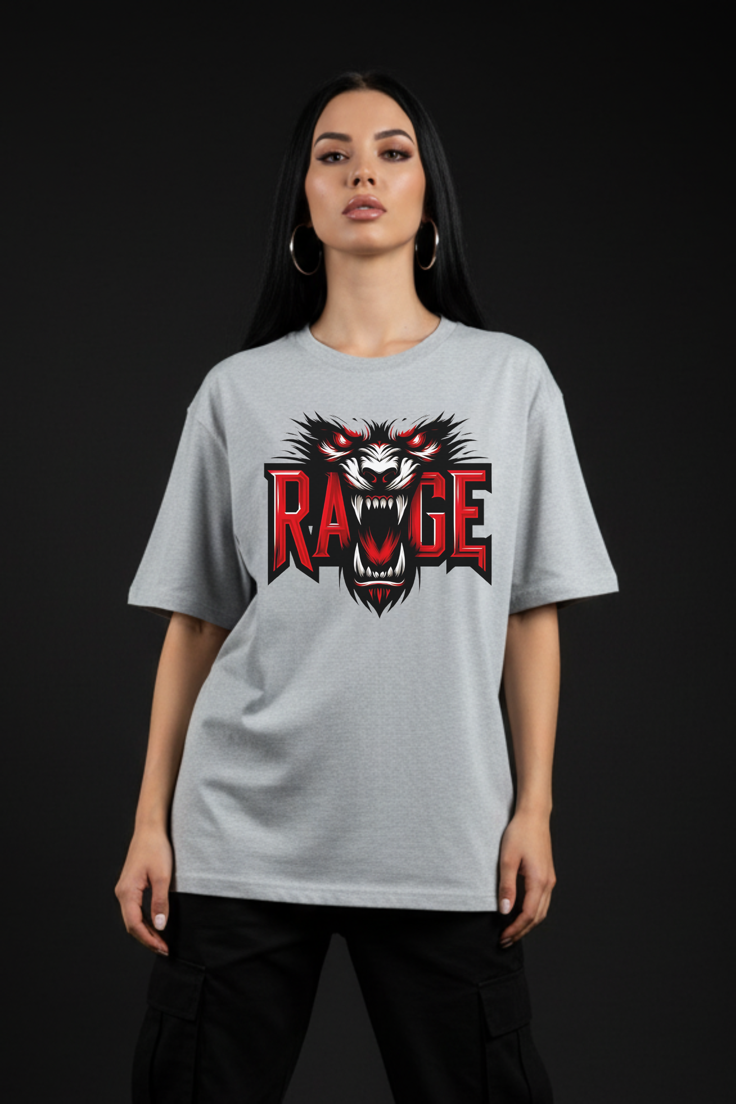 Women's Rage Graphic Printed Oversized T-shirt