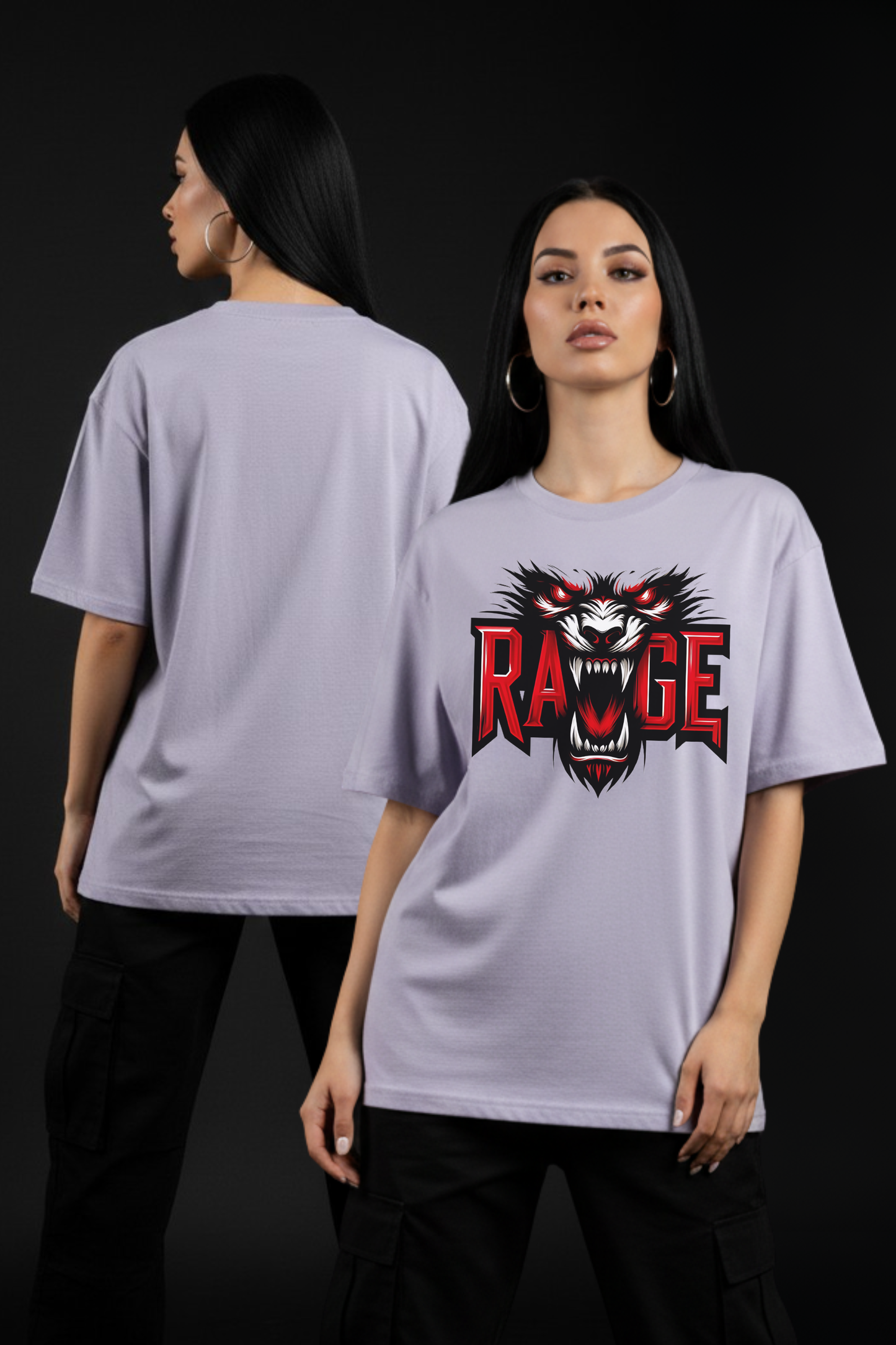 Women's Rage Graphic Printed Oversized T-shirt