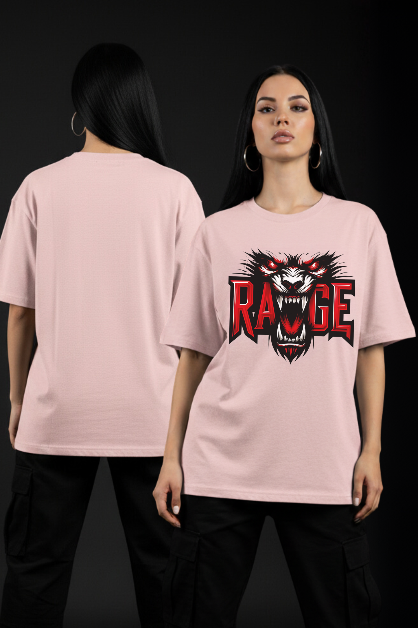 Women's Rage Graphic Printed Oversized T-shirt