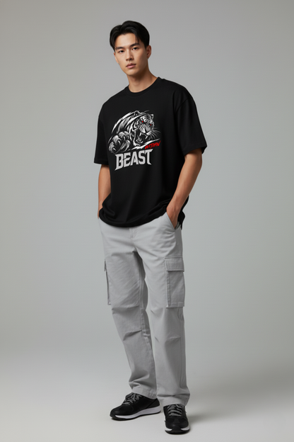 Men's Beast Within Graphic Printed Oversized T-shirt