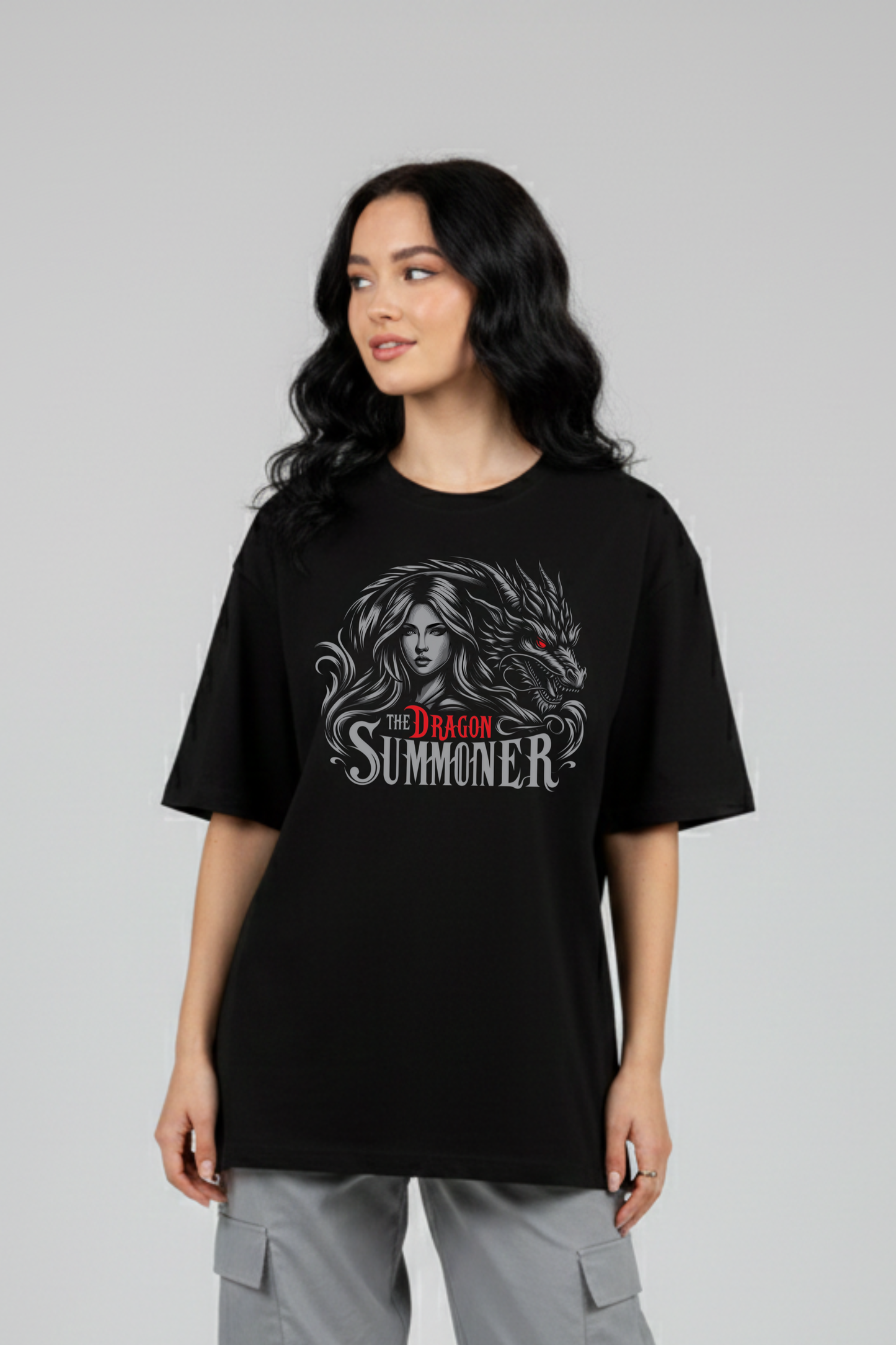 Women's Dragon Summoner Graphic Printed Oversized T-shirt