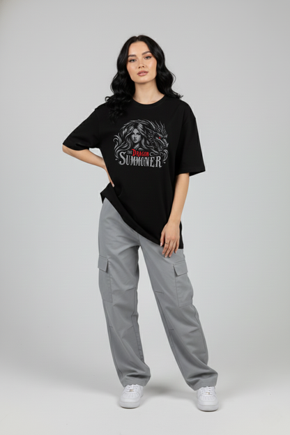 Women's Dragon Summoner Graphic Printed Oversized T-shirt
