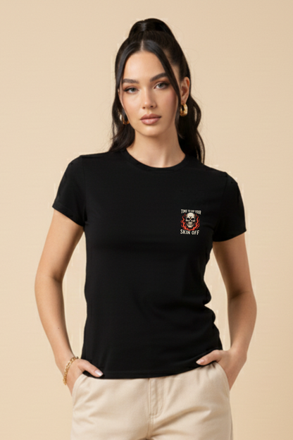 Women's Skeleton in Hell Graphic Printed T-shirt Regular Fit