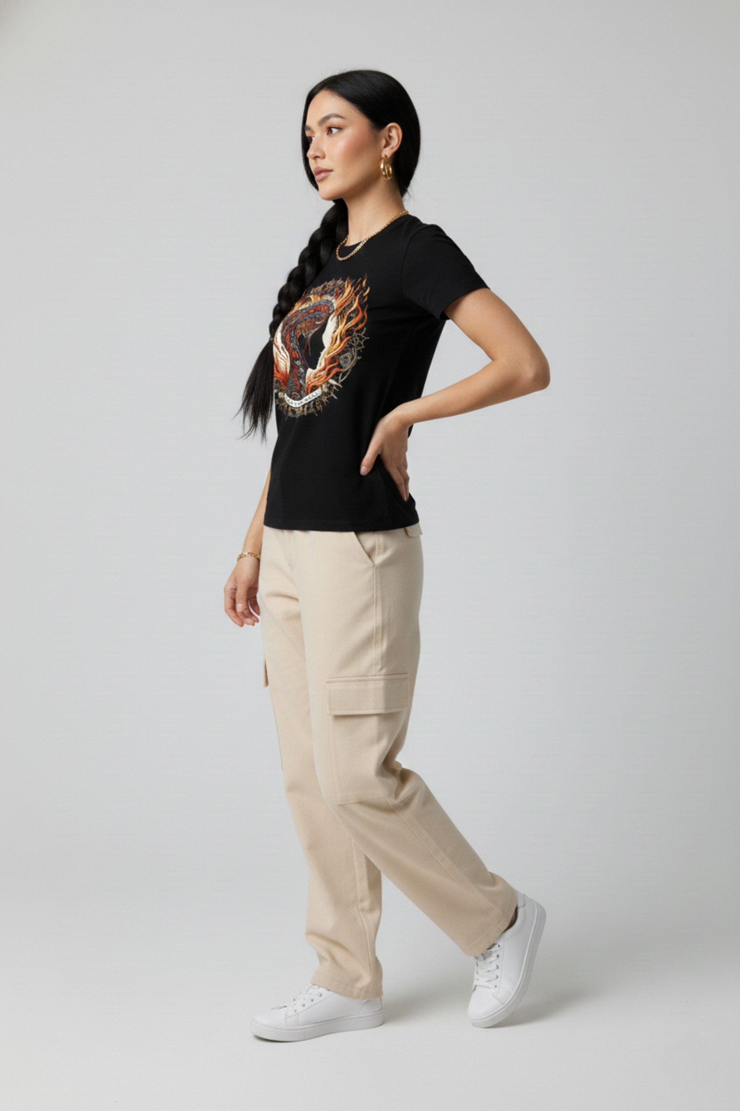 Women's Warrior Graphic Printed T-shirt Regular Fit