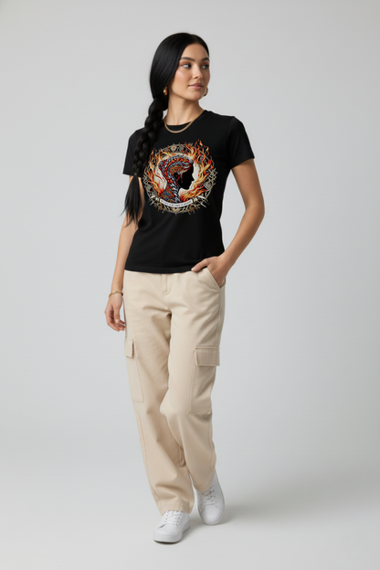 Women's Warrior Graphic Printed T-shirt Regular Fit