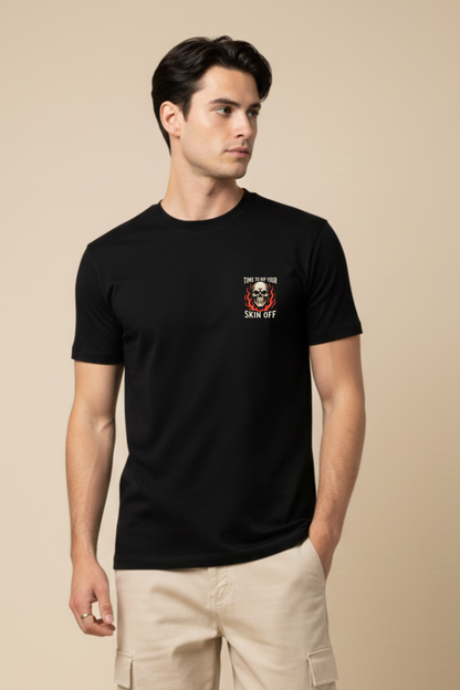 Men's Skeleton in Hell Graphic Printed T-shirt Regular Fit