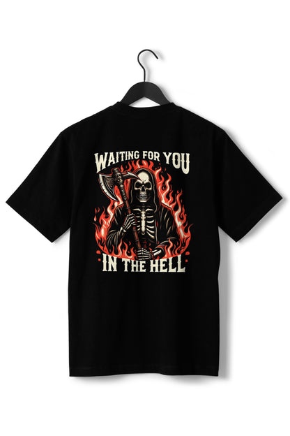 Women's Skeleton in Hell Graphic Printed T-shirt Regular Fit