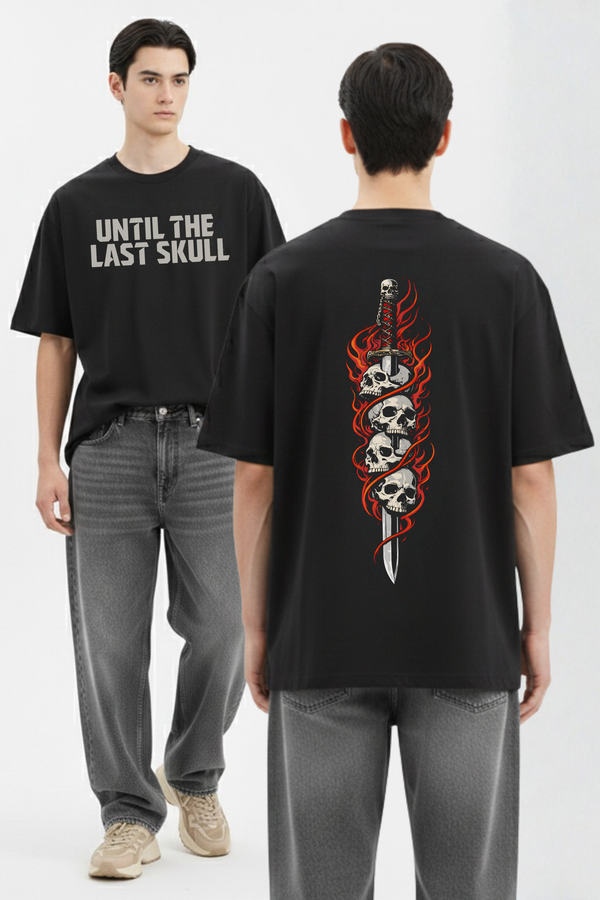 Men's Skull Crush Graphic Printed Oversized T-shirt