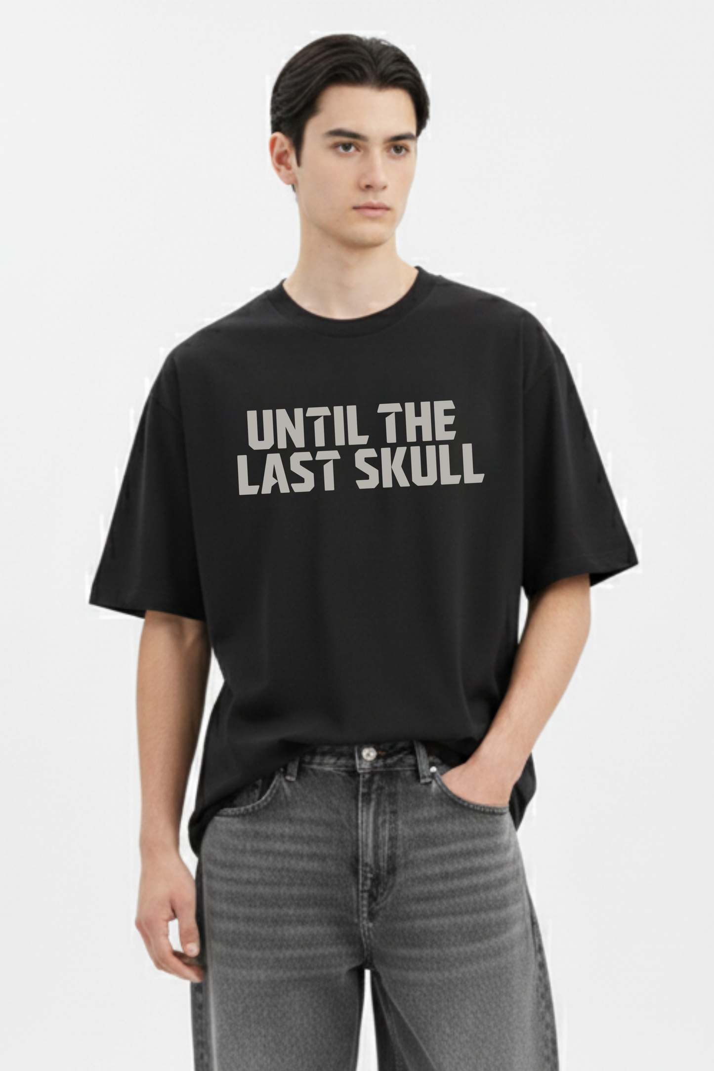 Men's Skull Crush Graphic Printed Oversized T-shirt