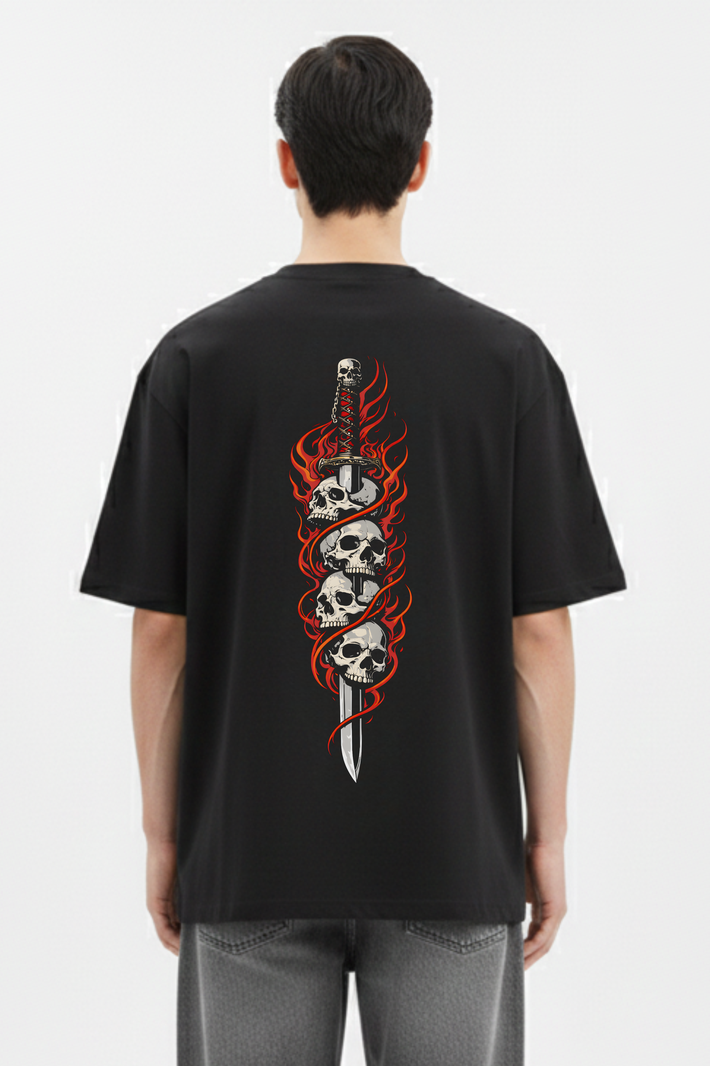 Men's Skull Crush Graphic Printed Oversized T-shirt