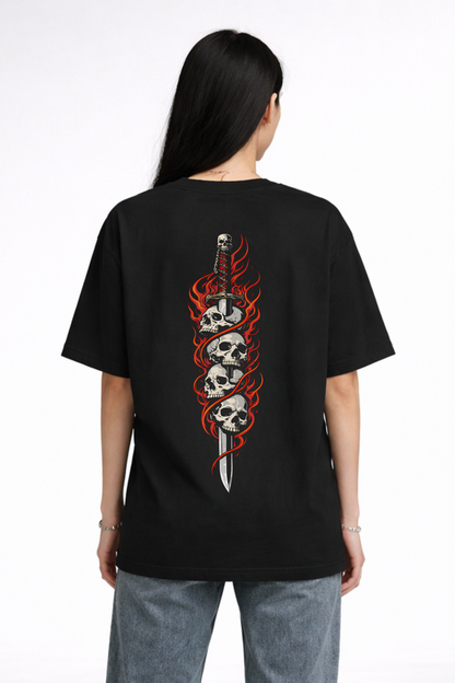 Women's Skull Crush Graphic Printed Oversized T-shirt