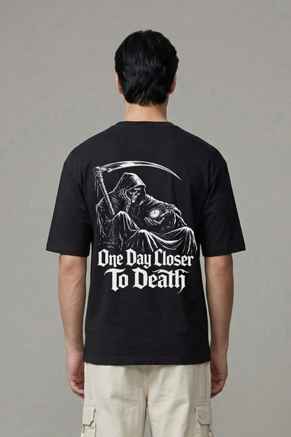 Men's Death Graphic Printed Oversized T-shirt