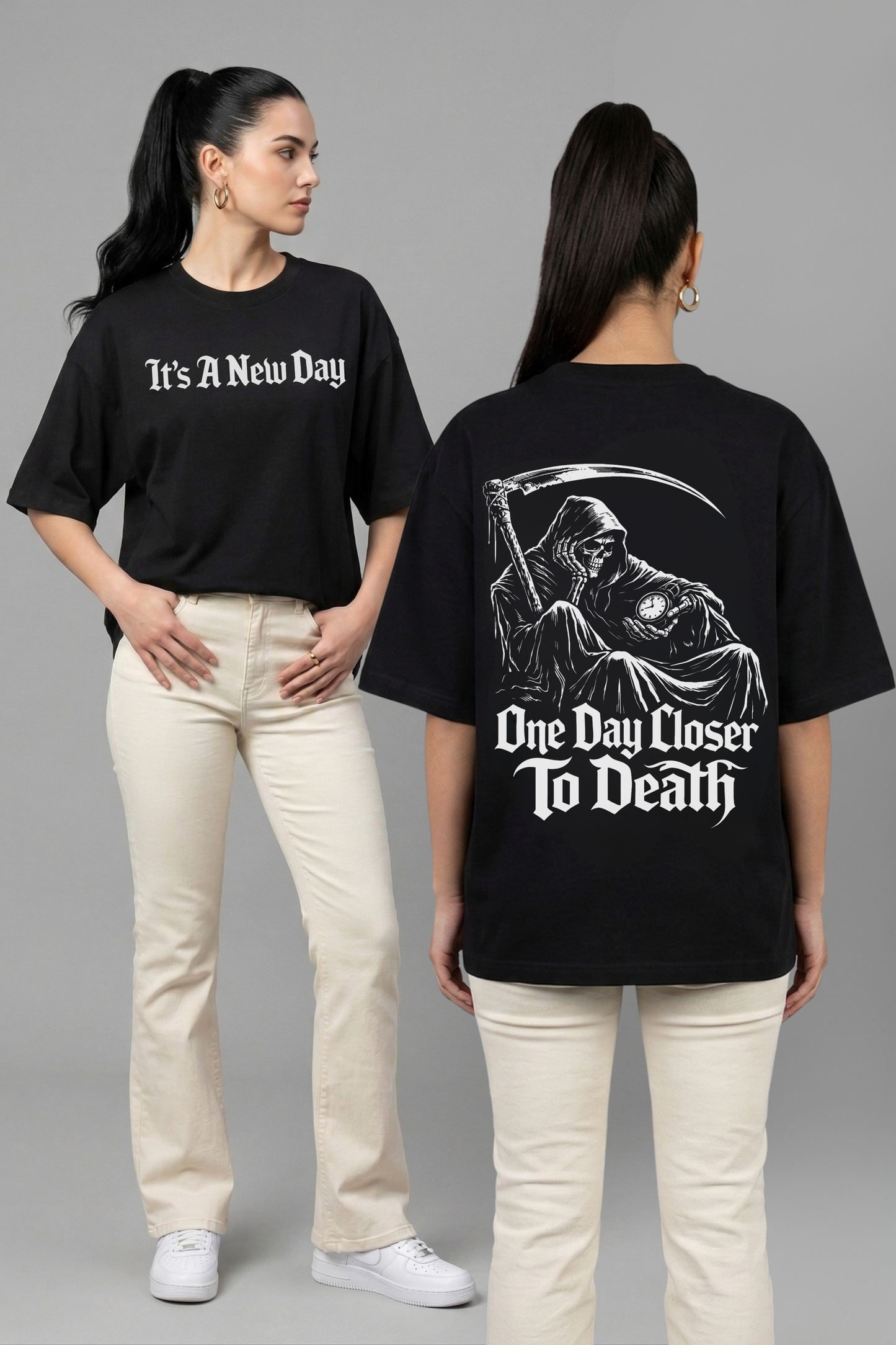 Women's Death Graphic Printed Oversized T-shirt