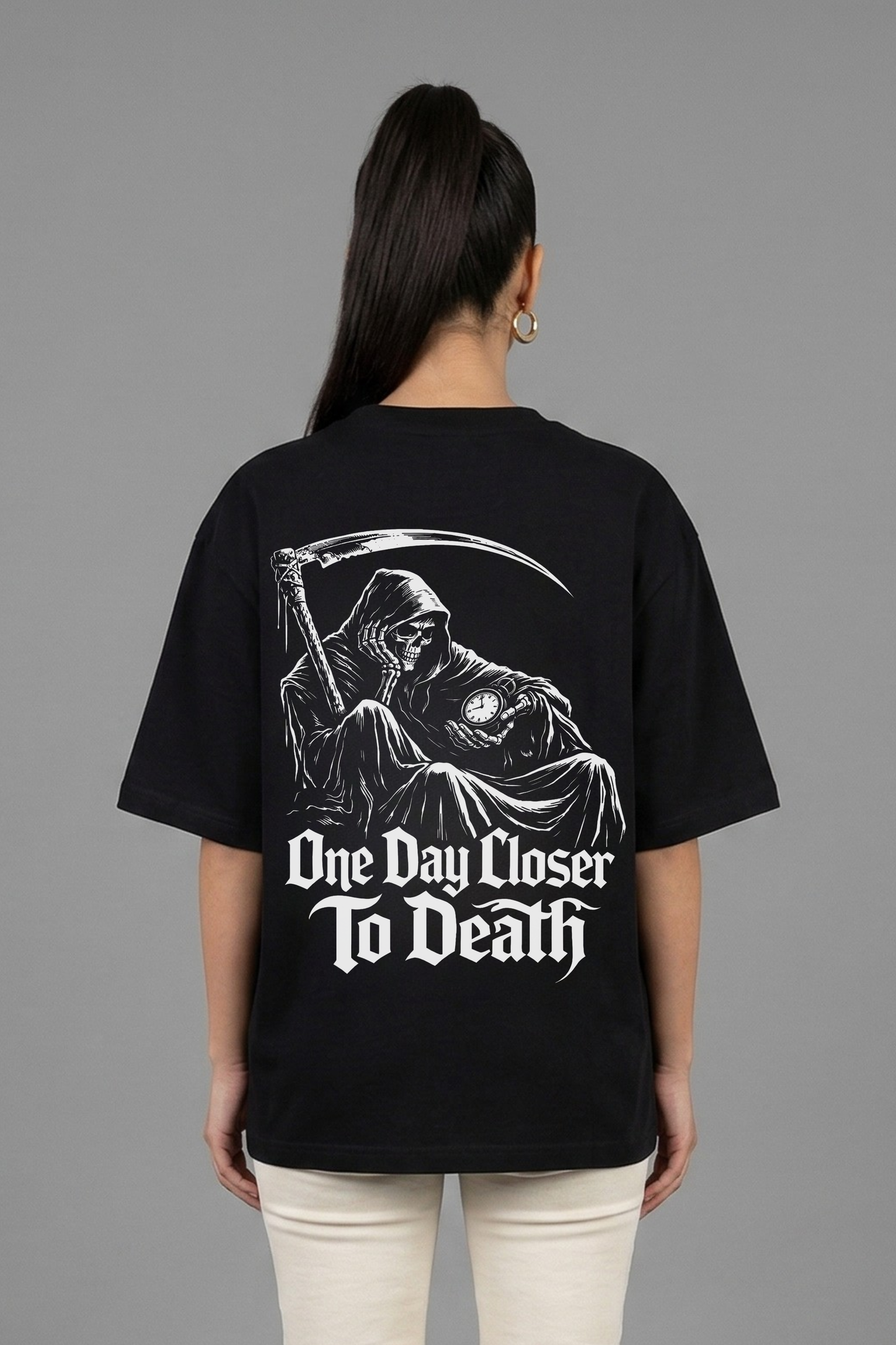Women's Death Graphic Printed Oversized T-shirt