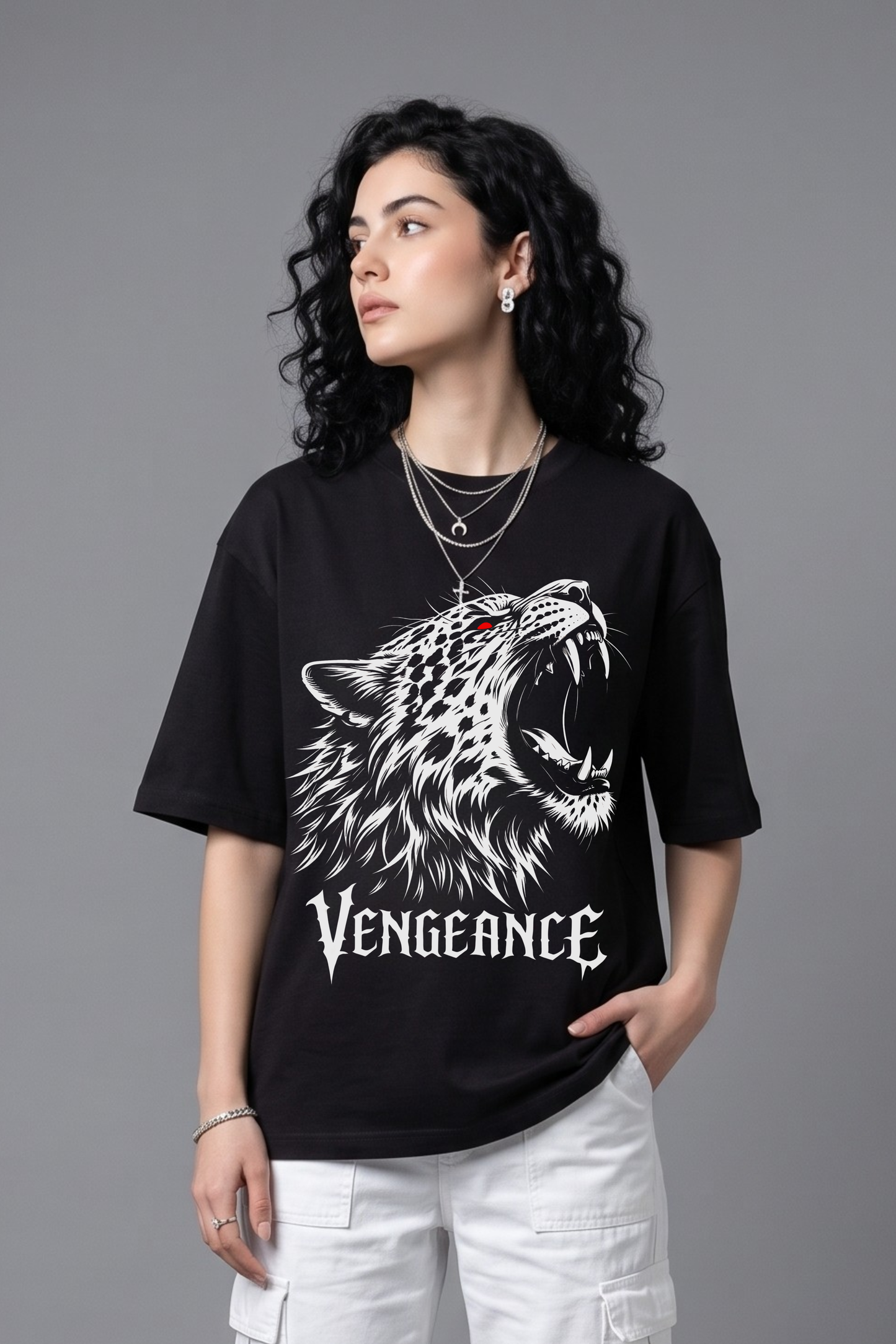 Women's Vengeance Graphic Printed Oversized T-shirt