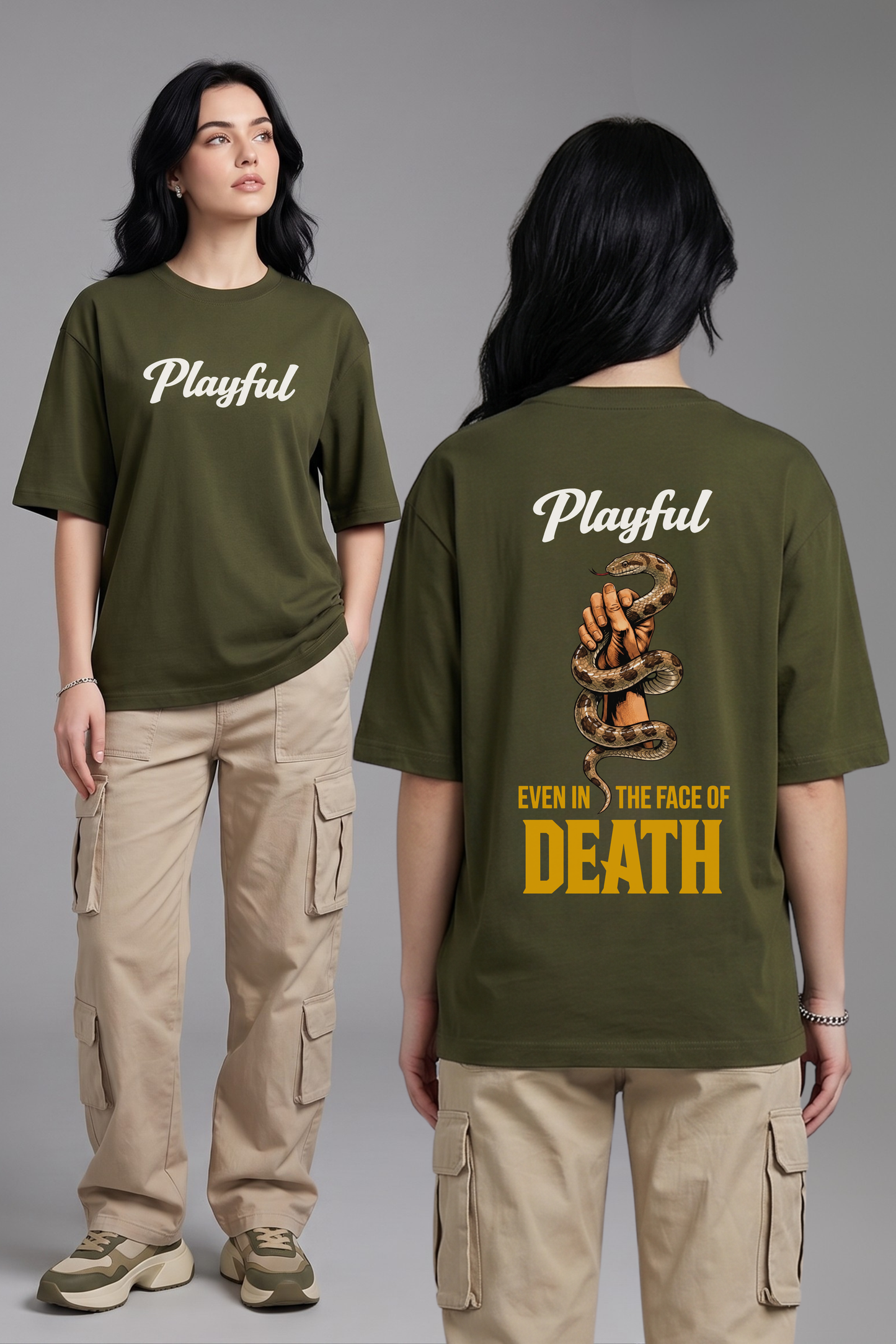 Women's Playful Graphic Printed Oversized T-shirt