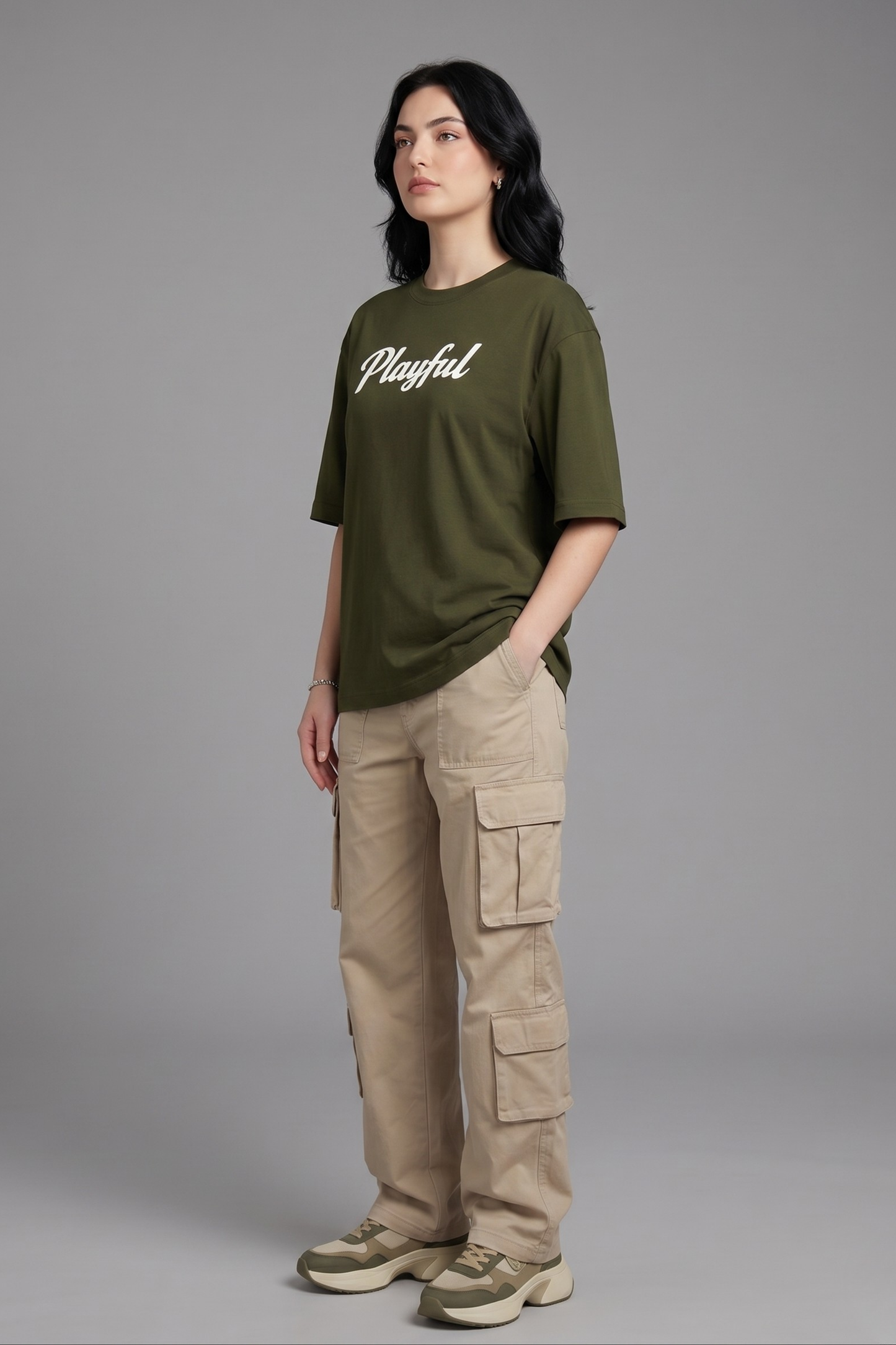 Women's Playful Graphic Printed Oversized T-shirt