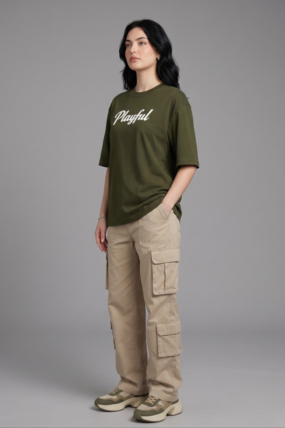 Women's Playful Graphic Printed Oversized T-shirt