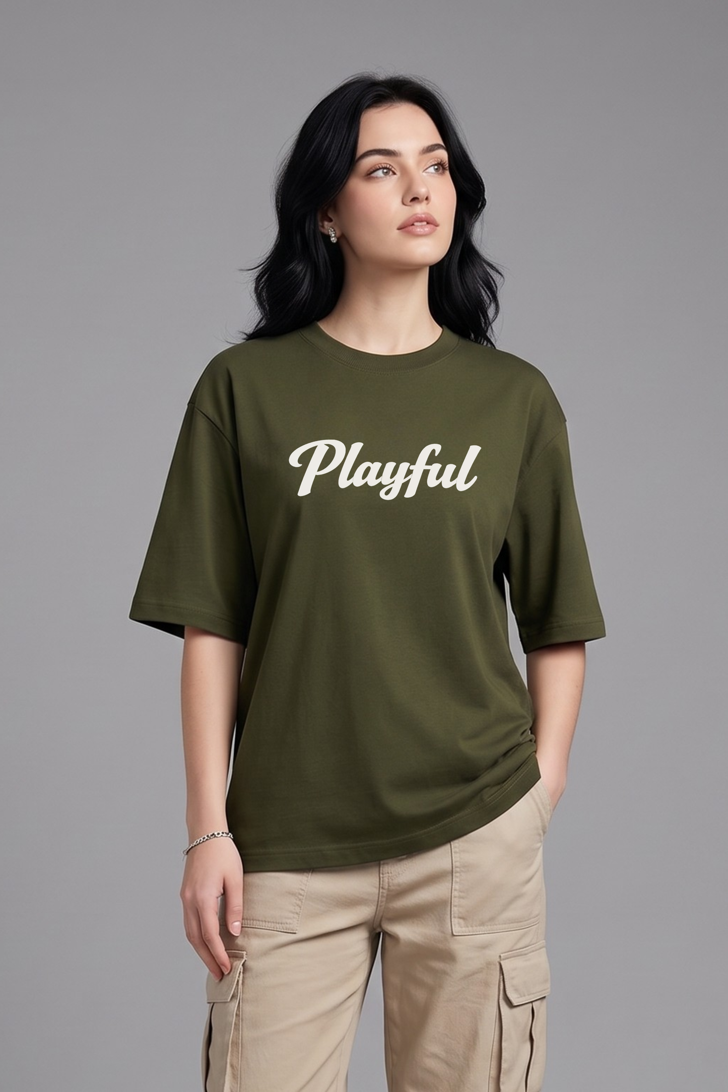 Women's Playful Graphic Printed Oversized T-shirt