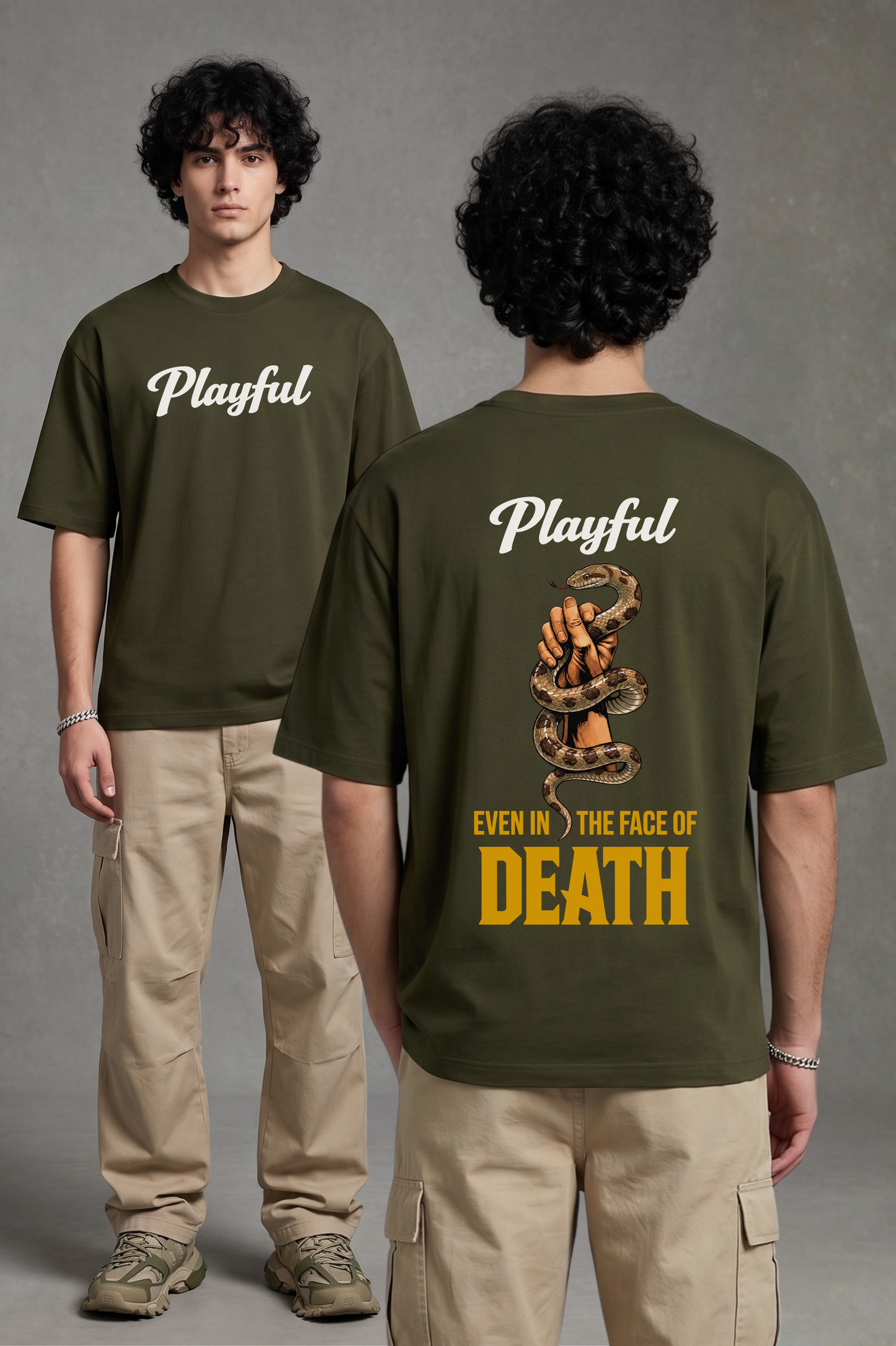 Men's Playful Graphic Printed Oversized T-shirt