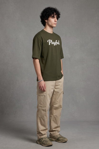 Men's Playful Graphic Printed Oversized T-shirt