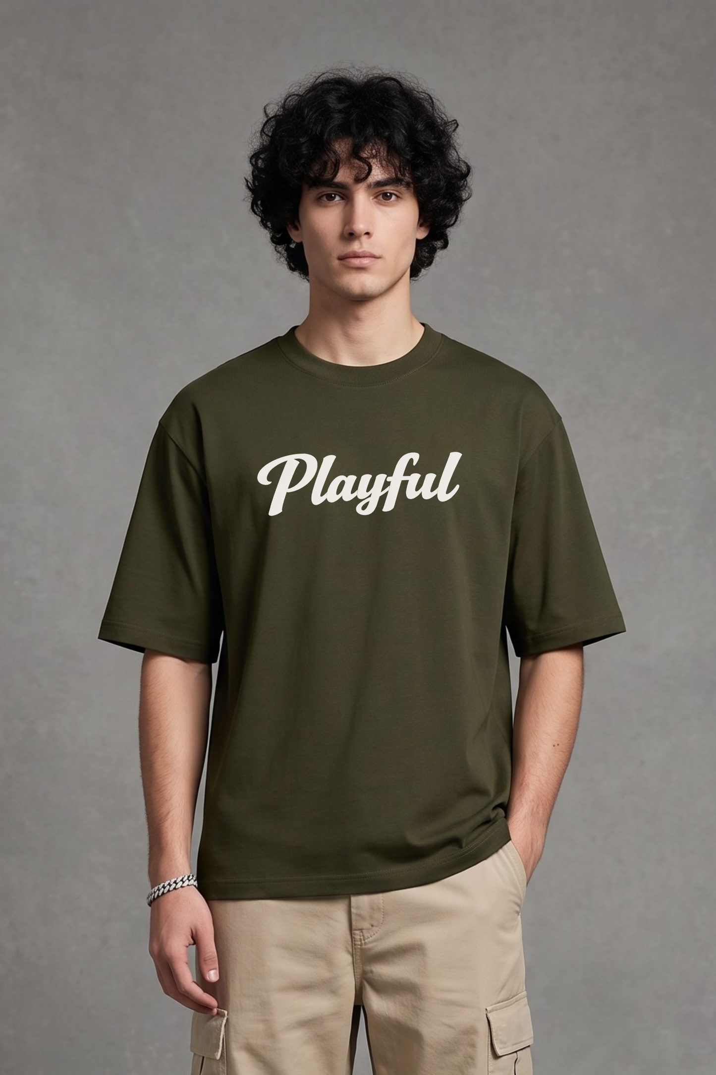 Men's Playful Graphic Printed Oversized T-shirt