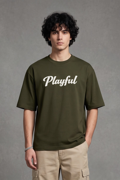 Men's Playful Graphic Printed Oversized T-shirt