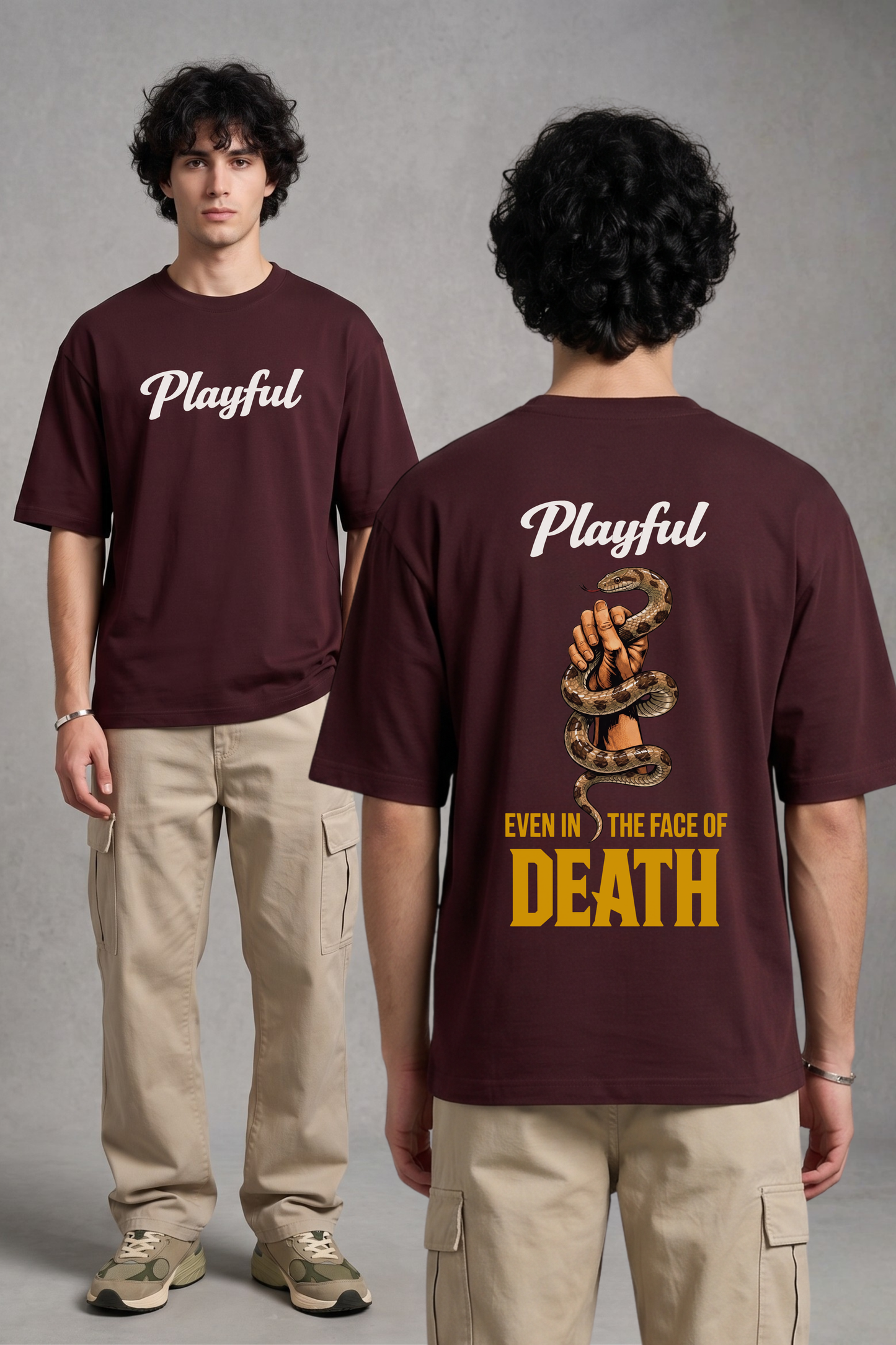 Men's Playful Graphic Printed Oversized T-shirt
