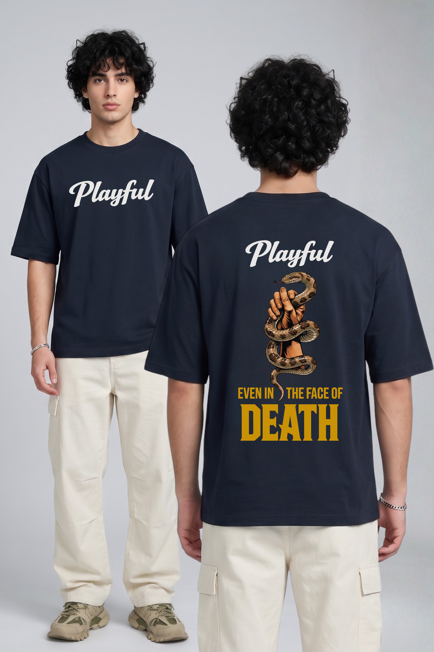Men's Playful Graphic Printed Oversized T-shirt