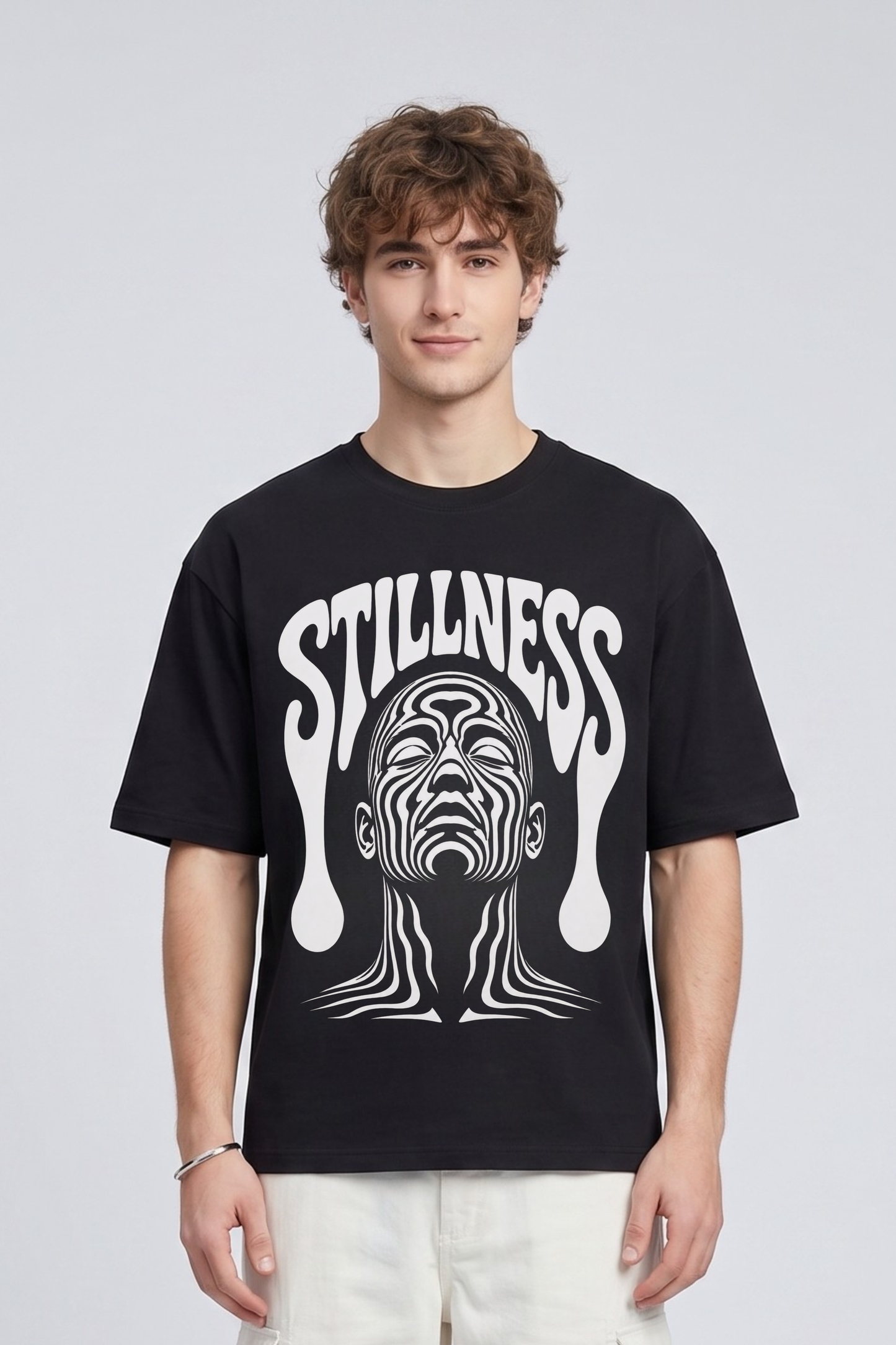 Men's Stillness Graphic Printed Oversized T-shirt