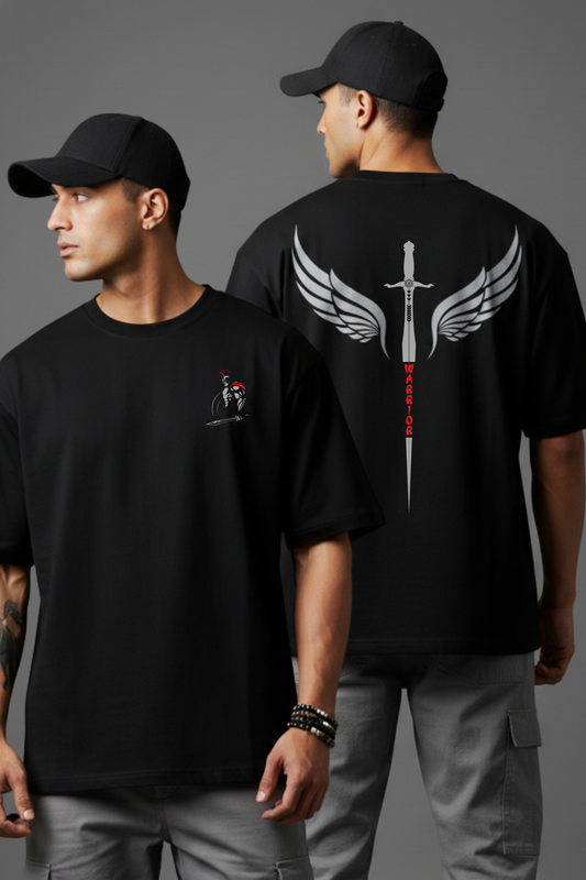 Men's Warrior Graphic Printed Oversized T-shirt