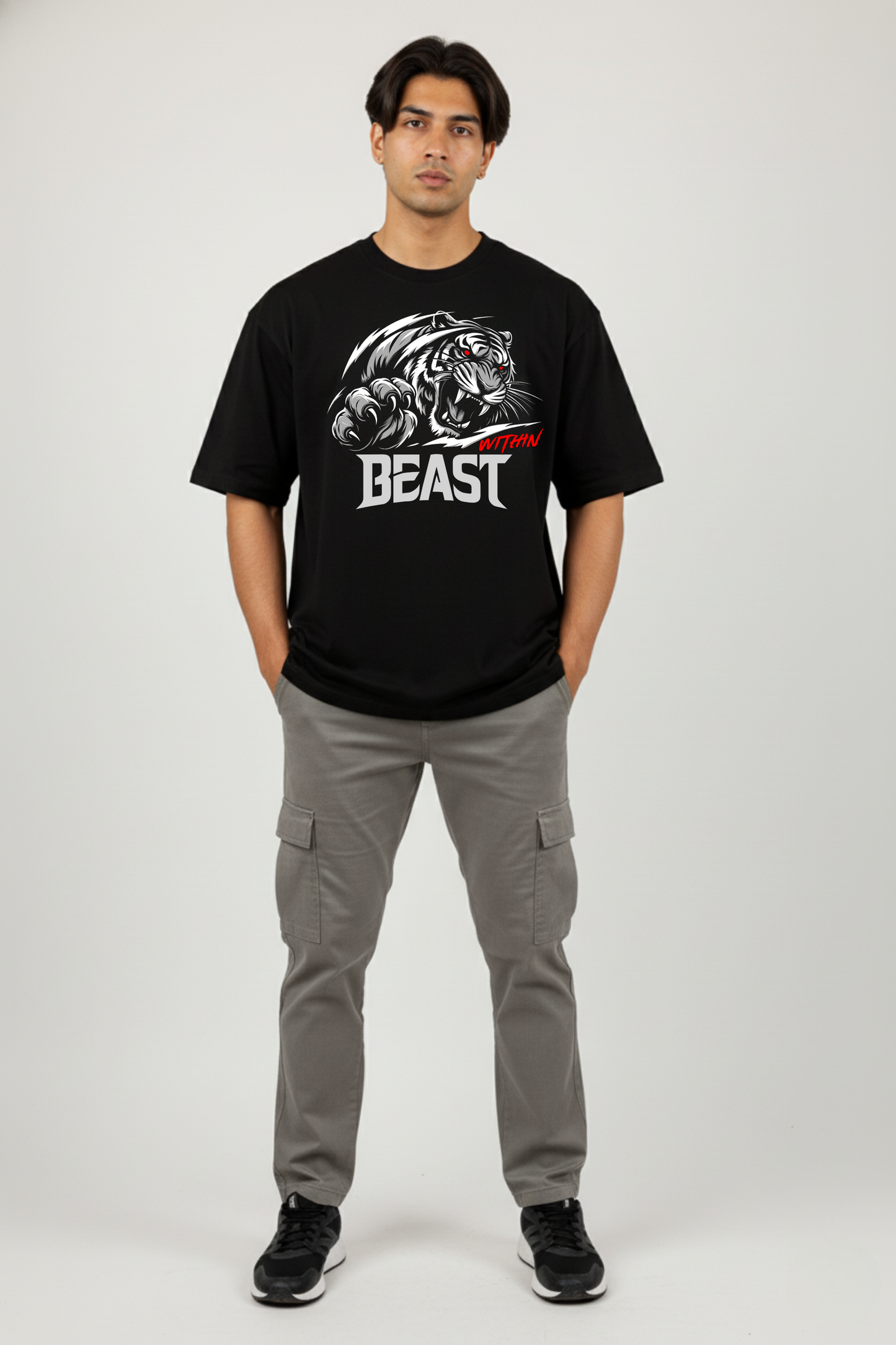 Unisex Beast Within Graphic Printed Oversized T-shirt