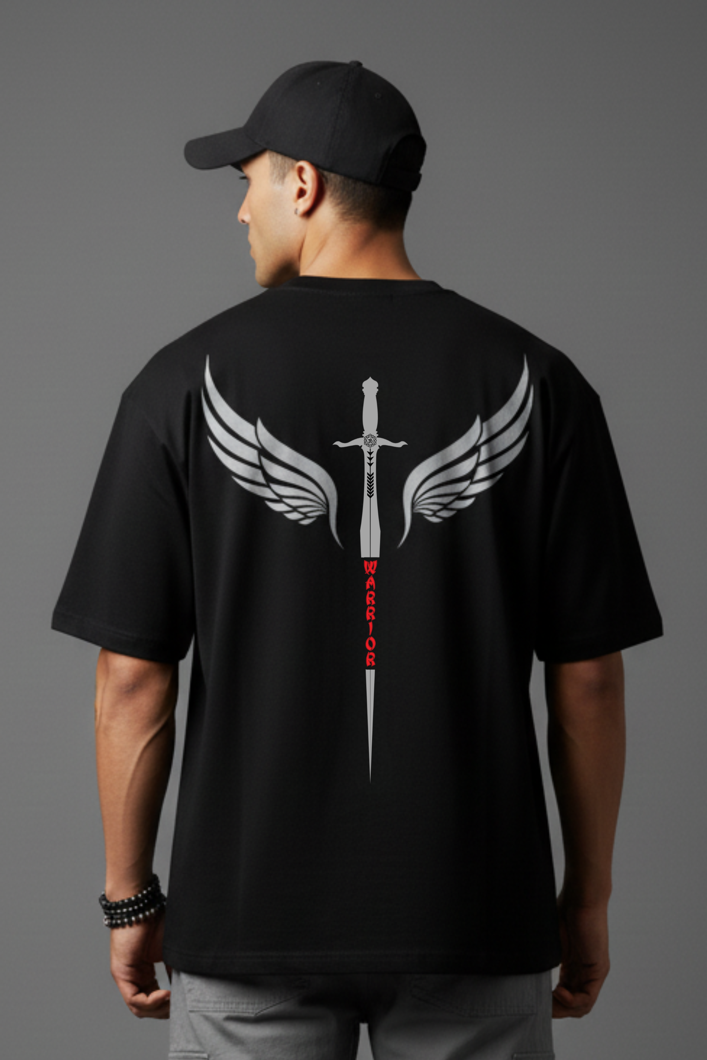 Men's Warrior Graphic Printed Oversized T-shirt