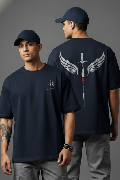 Men's Warrior Graphic Printed Oversized T-shirt