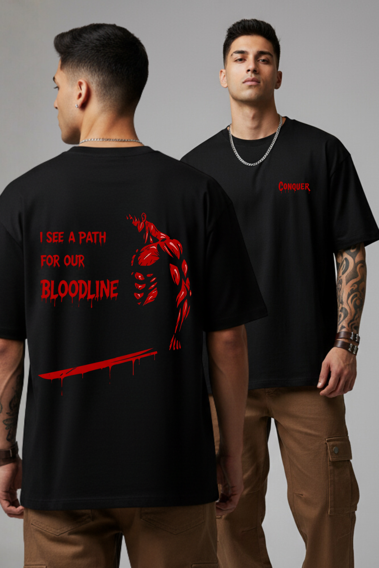 Men's Conquer Graphic Printed Oversized T-shirt