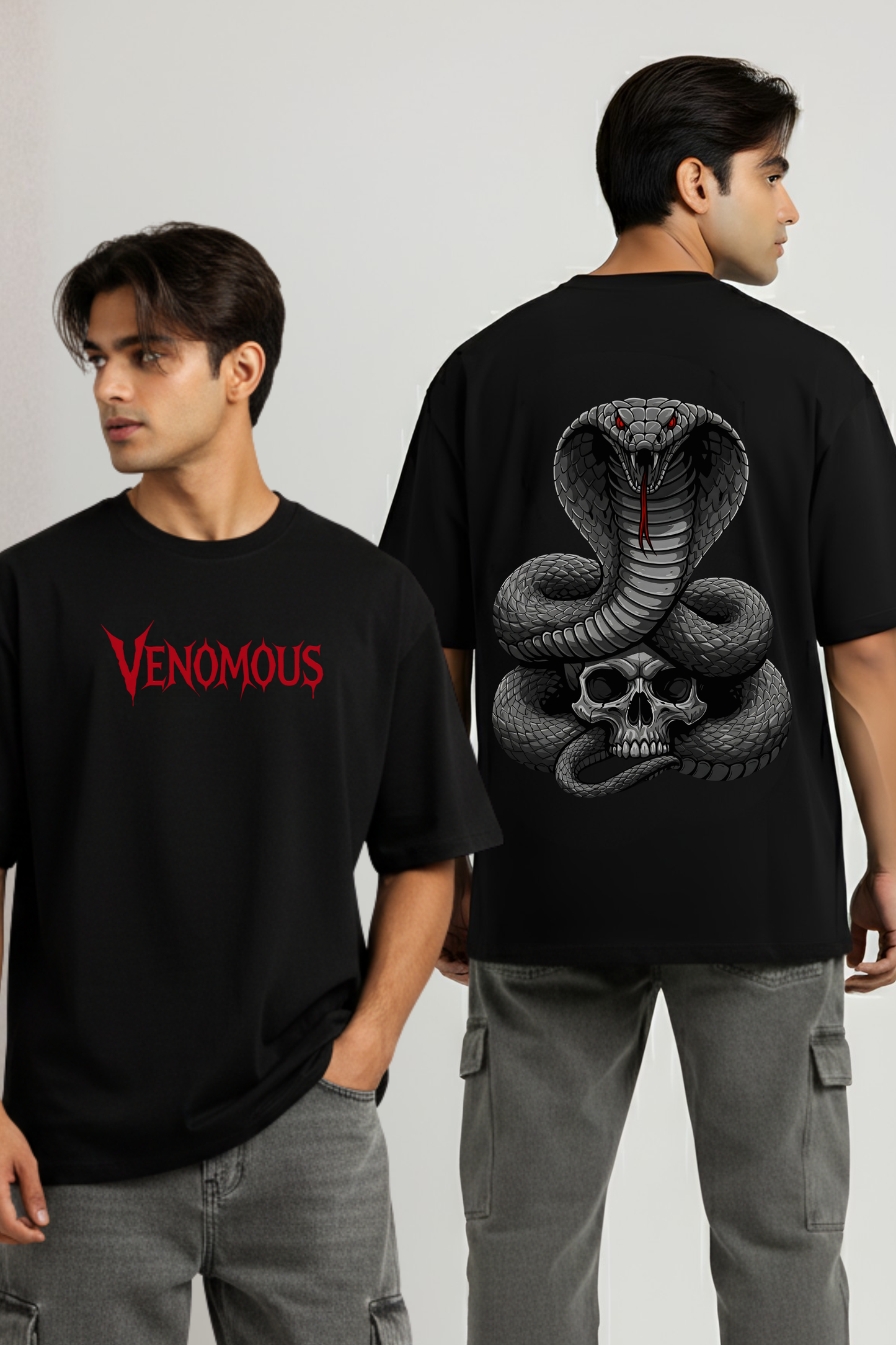 Men's Venomous Graphic Printed Oversized T-shirt