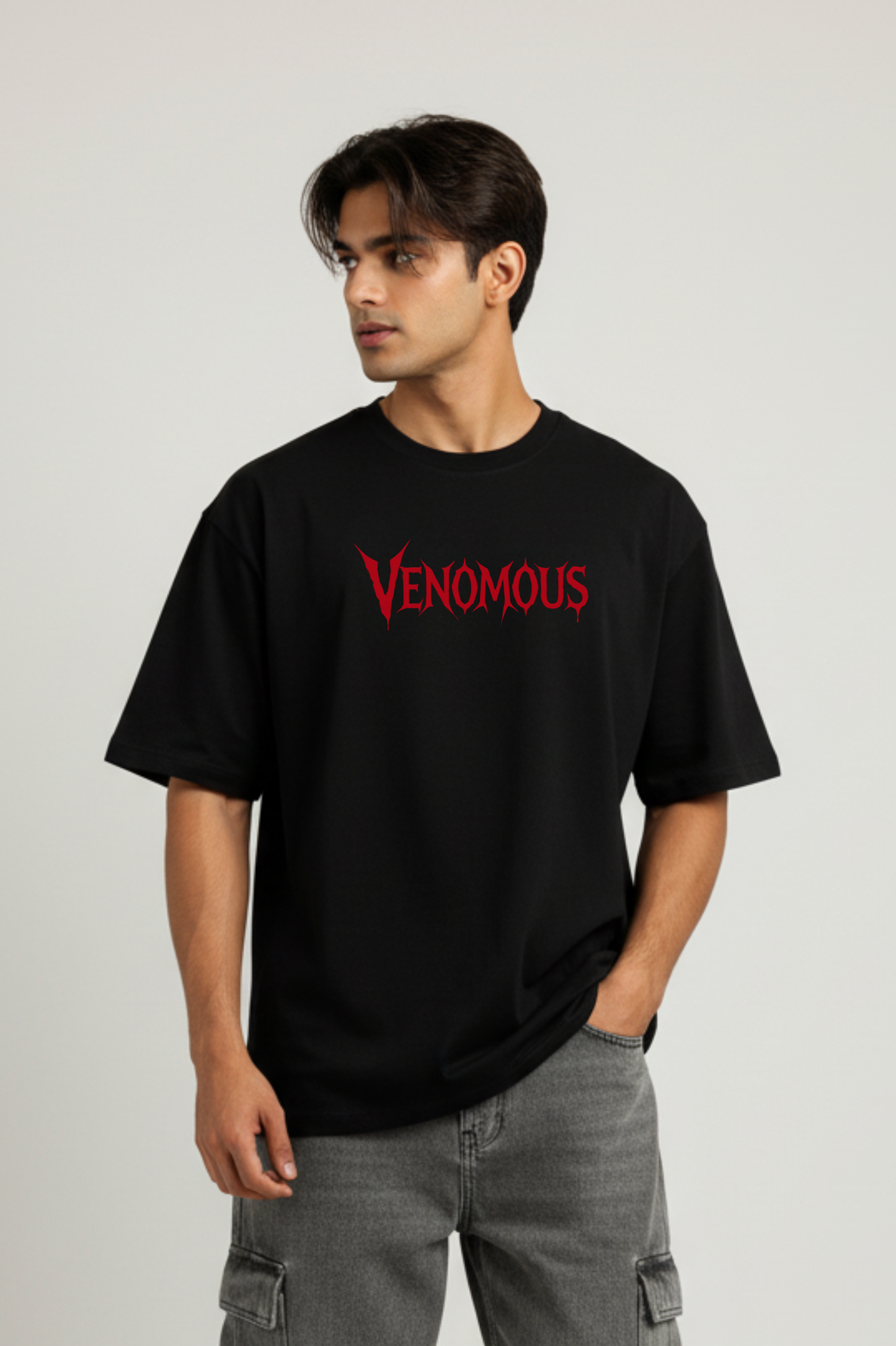 Men's Venomous Graphic Printed Oversized T-shirt