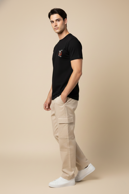 Men's Skeleton in Hell Graphic Printed T-shirt Regular Fit